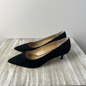 Talbots Shoes Classic Black Pointed Toe Suede Kitten Heel Size 11 Career